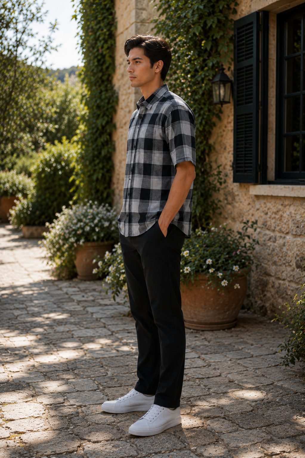 Cascade Short Sleeve Check Shirt - Light Grey