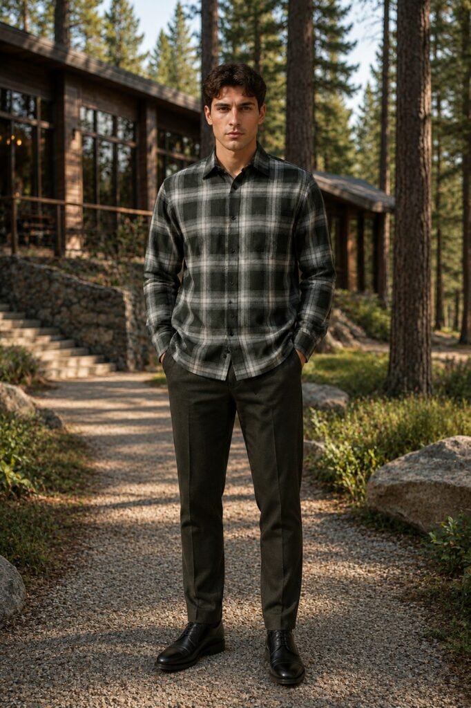 Cedar Long Sleeve Check Shirt - Olive