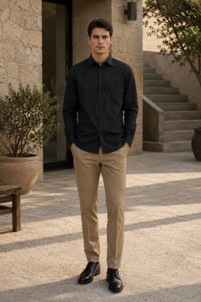 Meridian Twill Long Sleeve Shirt - Black
