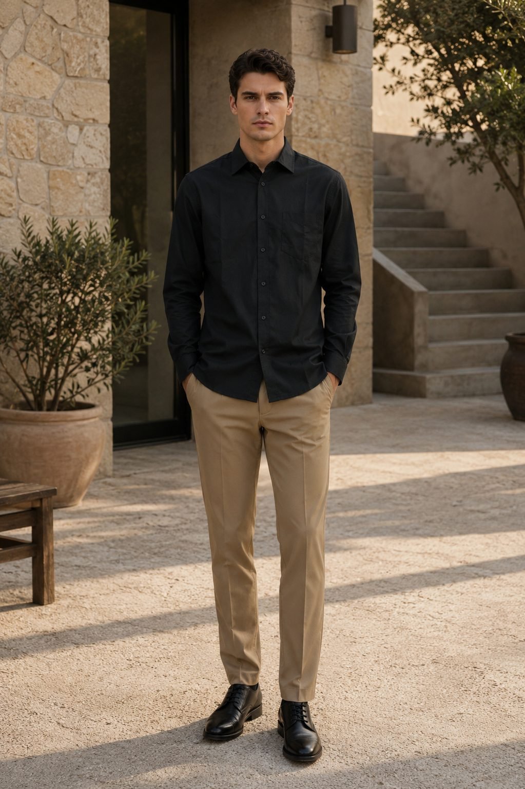 Meridian Twill Long Sleeve Shirt - Black