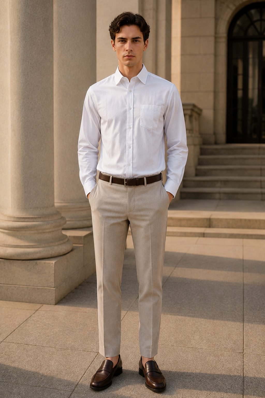 Meridian Twill Long Sleeve Shirt - White